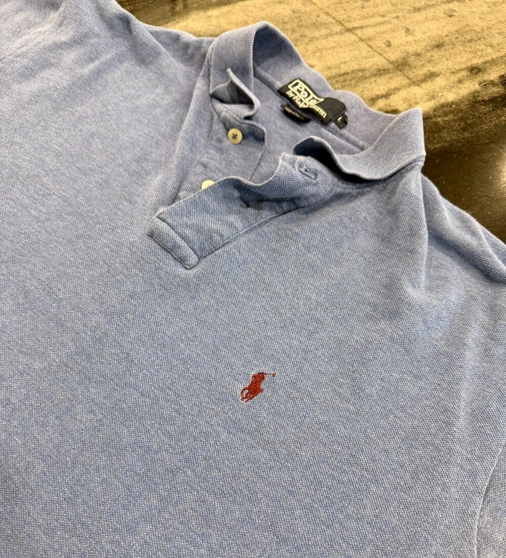 Vintage Polo Ralph Lauren Polo Shirt Large Blue Orange Pony Short Sleeve Cotton